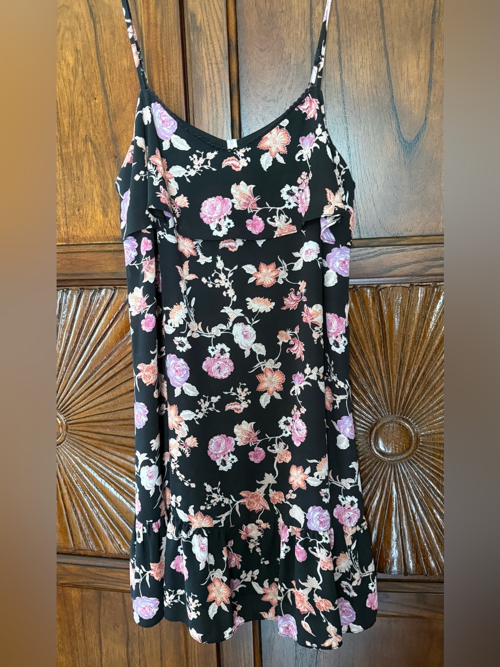 Xhilaration Floral Spaghetti Strap Ruffled Dress - Size M